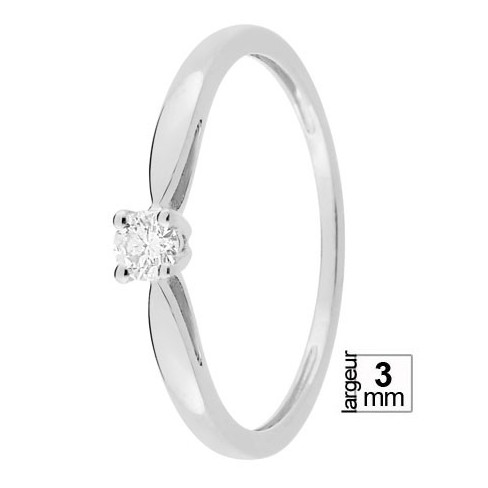 Bague solitaire Diamant Or blanc 750 - 11785117D - Boutique Alliance