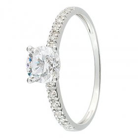 Bague solitaire Or blanc 750