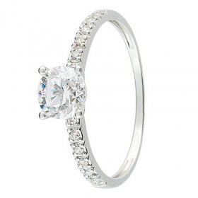 Bague de fiançailles femme - Bague solitaire Or blanc 750