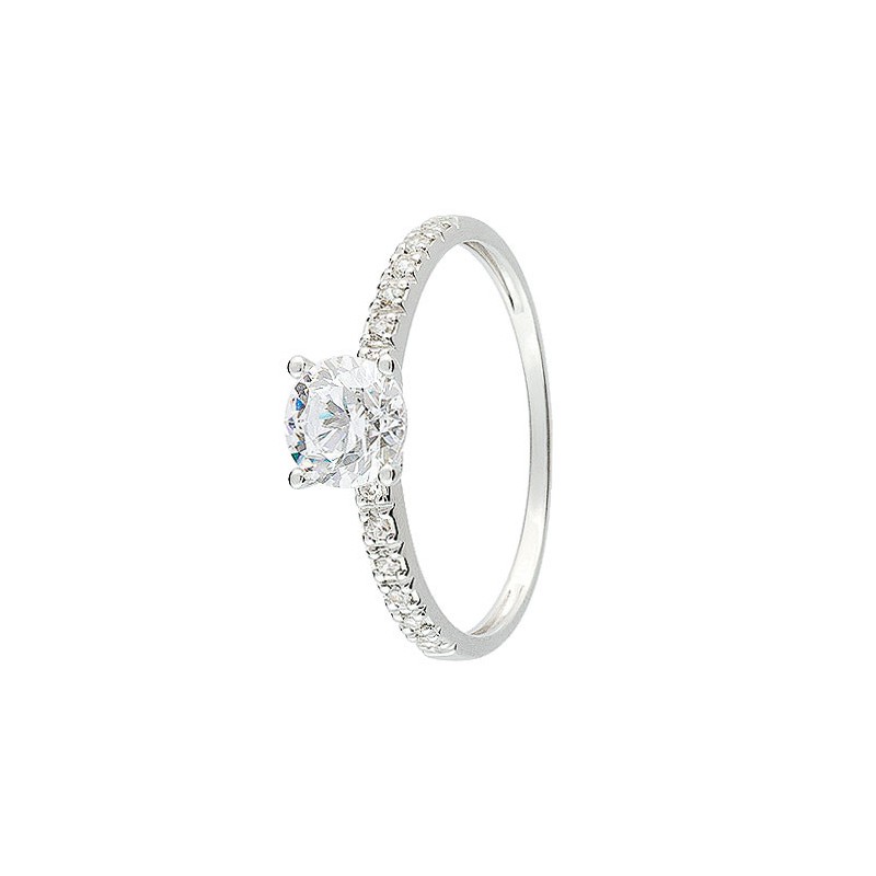 Bague solitaire Or blanc 750