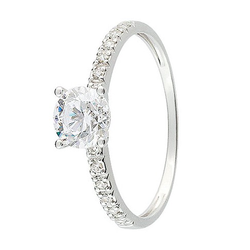 Bague solitaire Or blanc 750