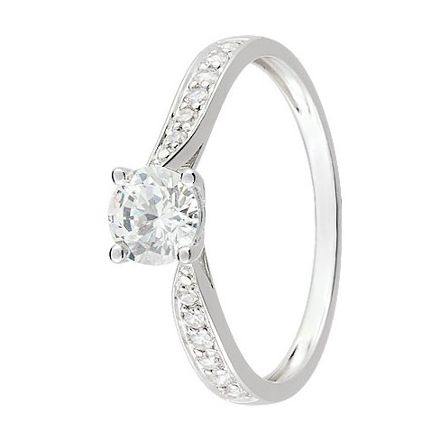 Bague solitaire Or blanc 375 - 11225089D - Boutique Alliance