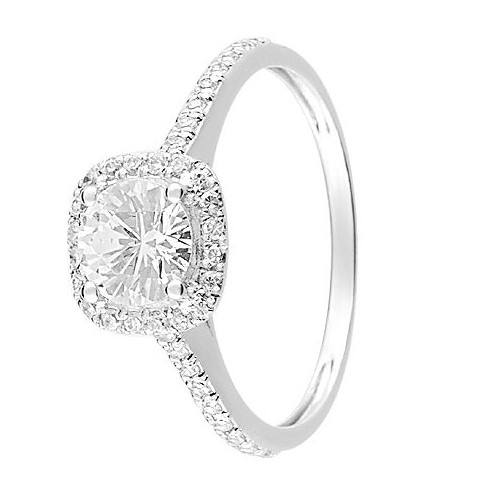 Bague solitaire Or blanc 375 - 11225101D - Boutique Alliance