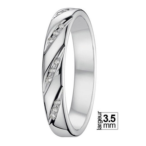 Alliance de mariage Or blanc 750 Diamant - 07777125G - Boutique Alliance