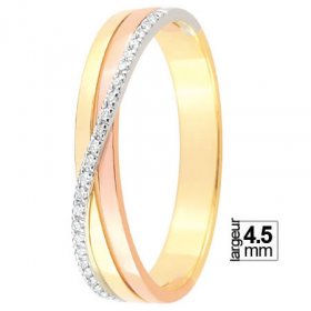 Or jaune, rose & Diamant créatives - Alliance de mariage 3 Ors...