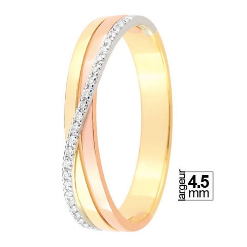 Alliance de mariage 3 Ors 750 Diamant - 11775085T - Boutique Alliance