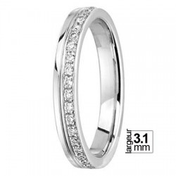 Alliance de mariage femme en Or blanc 750 tour complet et Diamants