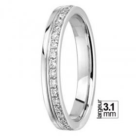 Alliance femme Or blanc diamant - Alliance de mariage Or...