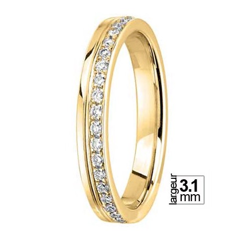 Jolie Alliance de mariage Or jaune 750 tour complet diamant -04776115J