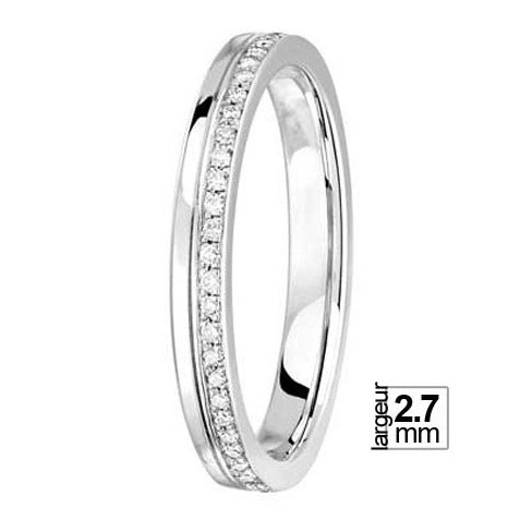 Alliance de mariage Or blanc 750 tour complet 56 diamants - 04776116G