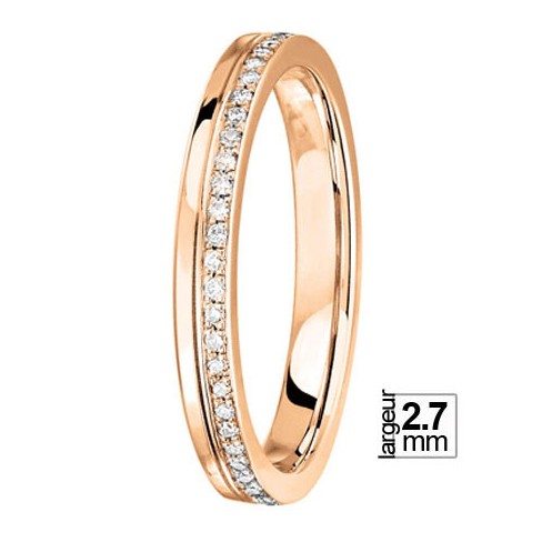 Alliance de mariage Femme Or jaune 750 tour complet diamant -04776116G