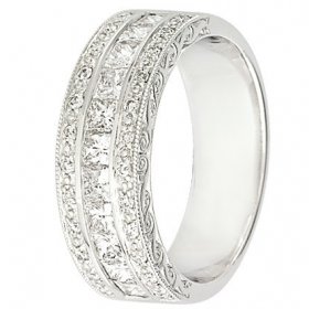 Or blanc & Diamant créatives - Alliance de mariage Or...