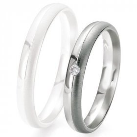 Alliance Diamant homme - Alliance de mariage Breuning - Or gris 3.5mm + diamant - 1377417735G