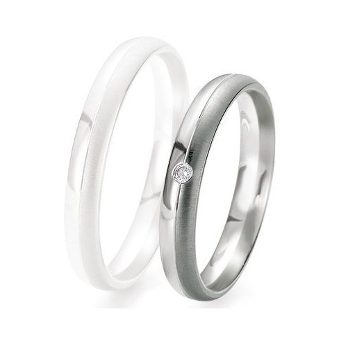 Alliance de mariage Breuning - Or gris 3.5mm + diamant - 1377417735G Alliance de mariage Breuning - Or gris 3.5mm + diamant - 1377417735G