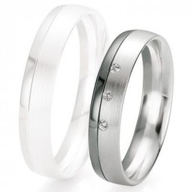 Alliance de mariage Breuning - Or gris 4.5mm + diamant - 1377417945G