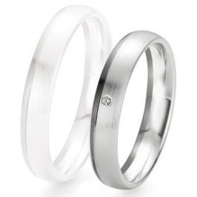 Alliance femme Diamant - Alliance de mariage Breuning - Or gris 4.0mm + diamant - 1377418140G
