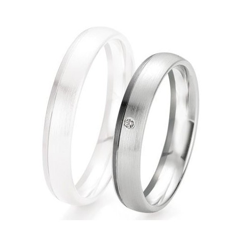 Alliance de mariage Breuning - Or gris 4.0mm + diamant - 1377418140G Alliance de mariage Breuning - Or gris 4.0mm + diamant - 1377418140G