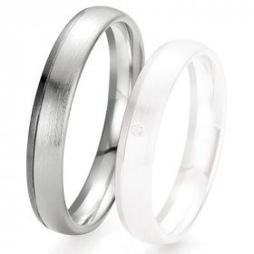 Alliance Or blanc homme - Alliance de mariage Breuning - Or gris 4.0mm - 1303418240G