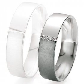Alliance de mariage Breuning - Or gris 5.5mm + diamant - 1377418355G
