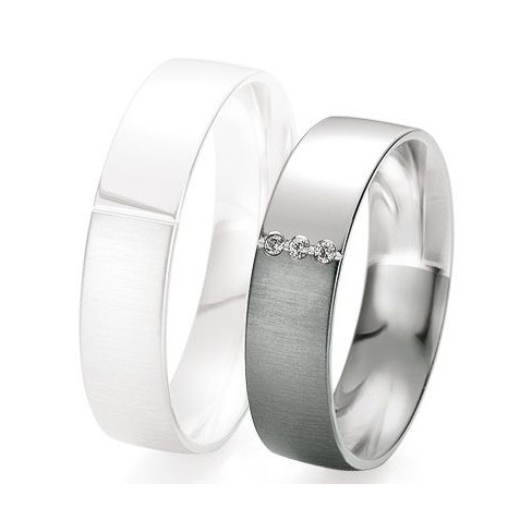 Alliance de mariage Breuning - Or gris 5.5mm + diamant - 1377418355G Alliance de mariage Breuning - Or gris 5.5mm + diamant - 1377418355G