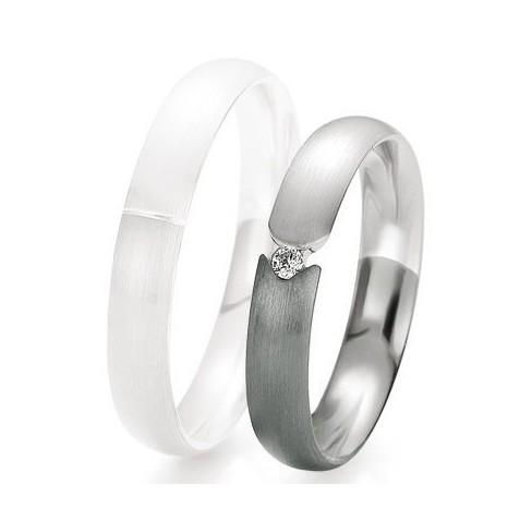 Alliance de mariage Breuning - Or gris 4.0mm + diamant - 1377418540G Alliance de mariage Breuning - Or gris 4.0mm + diamant - 1377418540G