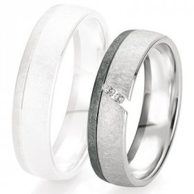 Alliance de mariage Breuning - Or gris 5.5mm + diamant - 1377418755G