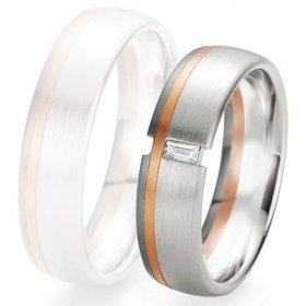 Alliance Diamant homme - Alliance de mariage Breuning - 2 ors OG/OR 6.0mm + diamant - 1377418960B