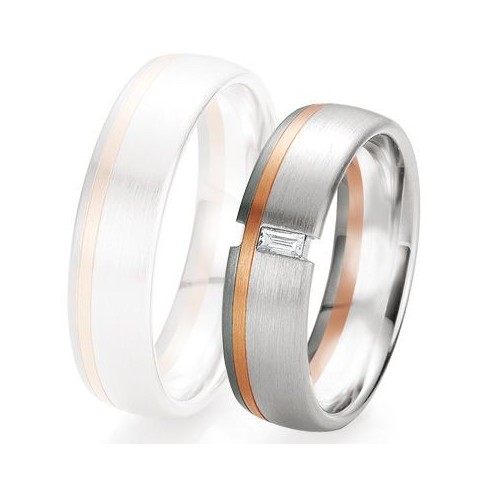 Alliance de mariage Breuning - 2 ors OG/OR 6.0mm + diamant - 1377418960B Alliance de mariage Breuning - 2 ors OG/OR 6.0mm + diamant - 1377418960B