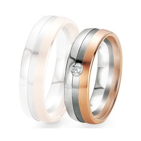 Alliance de mariage Breuning - 2 ors OG/OR 6.0mm + diamant - 1377419160B Alliance de mariage Breuning - 2 ors OG/OR 6.0mm + diamant - 1377419160B