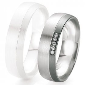 Alliance de mariage Breuning - Or gris 6.0mm + diamant - 1377419360G