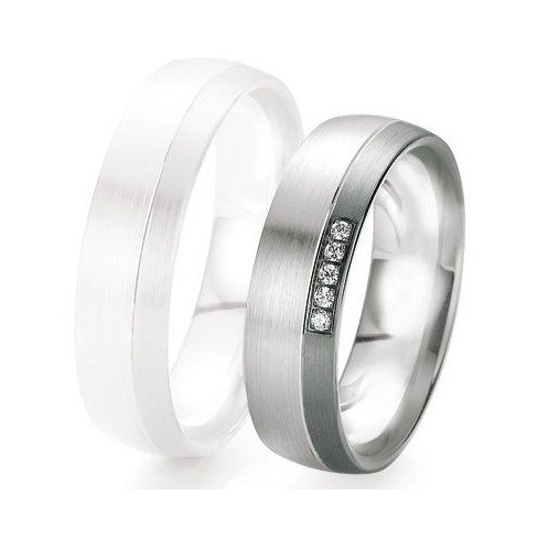 Alliance de mariage Breuning - Or gris 6.0mm + diamant - 1377419360G Alliance de mariage Breuning - Or gris 6.0mm + diamant - 1377419360G