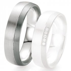 Alliance Or blanc homme - Alliance de mariage Breuning - Or gris 6.0 mm - 1303419460G