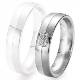 Alliance de mariage Breuning - Or gris 5.0mm + diamant - 1377419550G