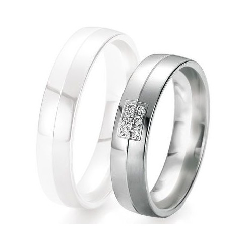 Alliance de mariage Breuning - Or gris 5.0mm + diamant - 1377419550G Alliance de mariage Breuning - Or gris 5.0mm + diamant - 1377419550G