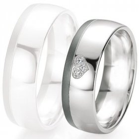 Alliance de mariage Breuning - Or gris 7.0mm + diamant - 1377419770G