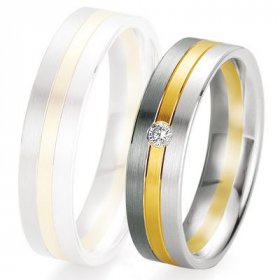Alliance de mariage Breuning - 2 ors OG/OJ 5.5mm + diamant- 1377420155B