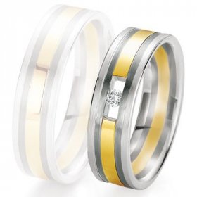 Alliance Diamant homme - Alliance de mariage Breuning - 2 ors OG/OJ 6.0mm + diamant - 1377420360B