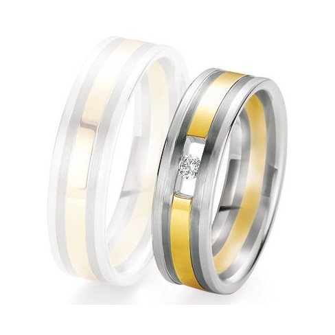 Alliance de mariage Breuning - 2 ors OG/OJ 6.0mm + diamant - 1377420360B Alliance de mariage Breuning - 2 ors OG/OJ 6.0mm + diamant - 1377420360B