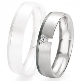 Alliance de mariage Breuning - Or gris 5.0mm + diamant - 1377420550G