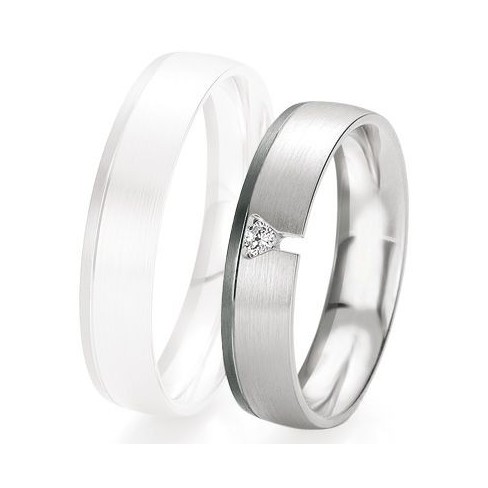 Alliance de mariage Breuning - Or gris 5.0mm + diamant - 1377420550G Alliance de mariage Breuning - Or gris 5.0mm + diamant - 1377420550G