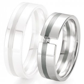 Alliance Diamant homme - Alliance de mariage Breuning - Or gris 6.0mm + diamant - 1377420760G