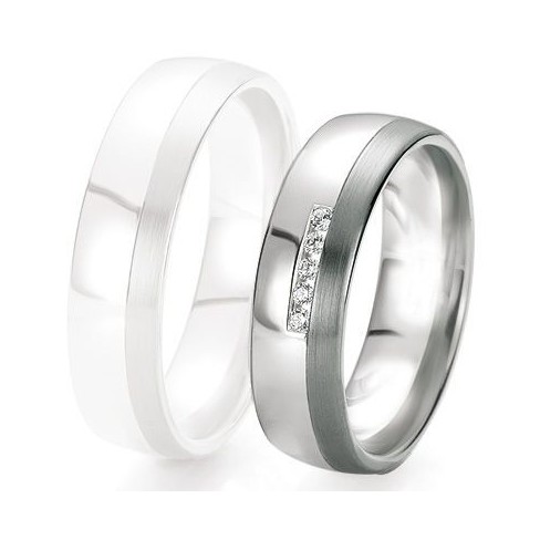 Alliance de mariage Breuning - Or gris 6.0mm + diamant1377420960G Alliance de mariage Breuning - Or gris 6.0mm + diamant1377420960G