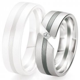 Alliance de mariage Breuning - Or gris 6.5mm + diamant - 1377421165G