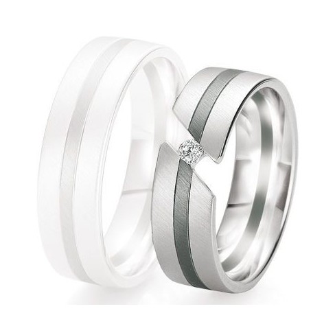 Alliance de mariage Breuning - Or gris 6.5mm + diamant - 1377421165G Alliance de mariage Breuning - Or gris 6.5mm + diamant - 1377421165G