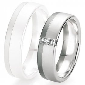 Alliance de mariage Breuning - Or gris 6.0mm + diamant - 1377421360G