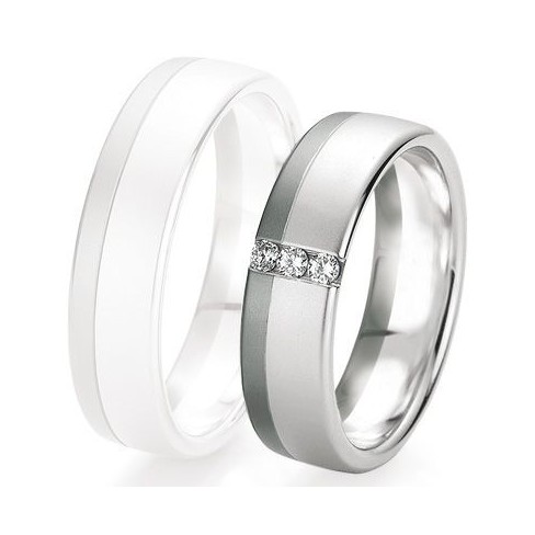 Alliance de mariage Breuning - Or gris 6.0mm + diamant - 1377421360G Alliance de mariage Breuning - Or gris 6.0mm + diamant - 1377421360G