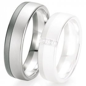 Black & white - Alliance de mariage Breuning - Or gris 6.0mm - 1303421460G