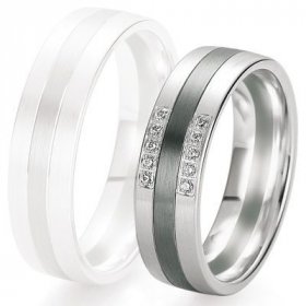 Alliance de mariage Breuning - Or gris 6.0mm + diamant - 1377421560G
