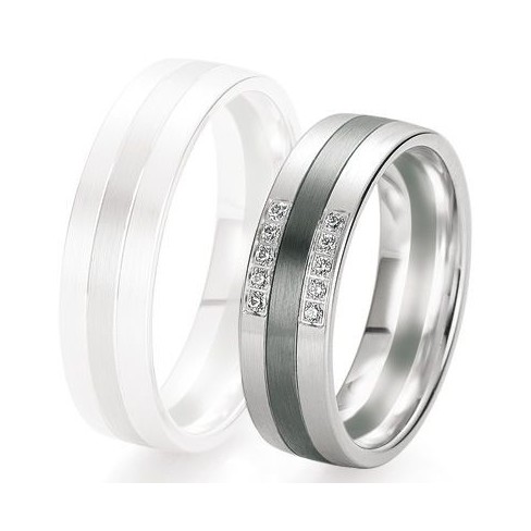 Alliance de mariage Breuning - Or gris 6.0mm + diamant - 1377421560G Alliance de mariage Breuning - Or gris 6.0mm + diamant - 1377421560G