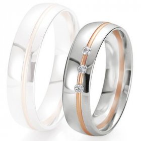 Alliance de mariage Breuning - 2 ors OG/OR 5.5mm + diamant - 1377422355B